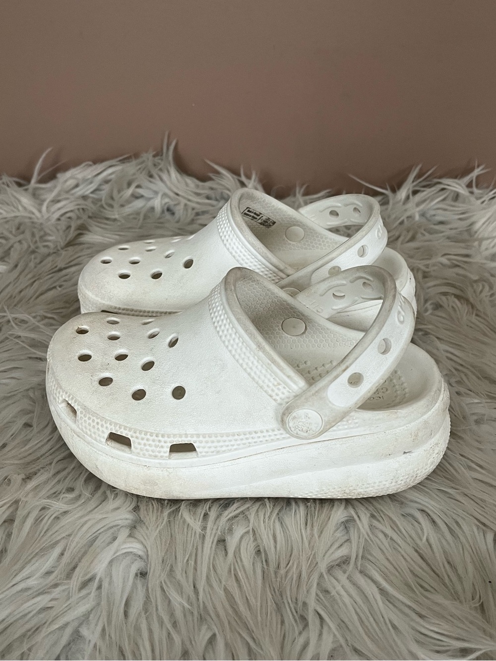 {CROCS} Platform Clog Sandals in White - Youth 11